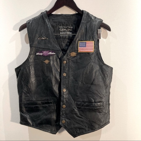 HARLEY DAVIDSON SZ L Rider Vest Leather Italian Stone Design w/ 3 Vest - Picture 1 of 15
